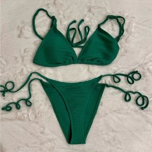 Bright green, size small, tie side string bikini